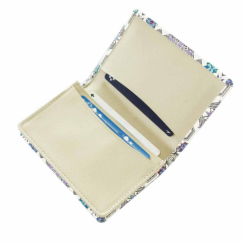 浅草文庫 牛革に友禅染の カードケース （花菱柄 ピンク）【470751