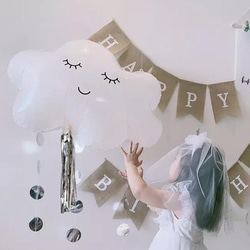 【3歳】雲とピンクのお誕生日バルーンセット 女の子シンプルかわいい おうちスタジオ 風船 数字 誕生日 バースデー 4枚目の画像
