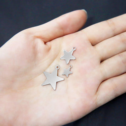 ステンレス スターチャーム 星 プレート パーツ 素材 材料 星型 タグ 金具 シルバー 3枚目の画像