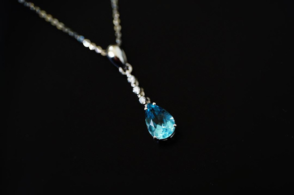 「海の色」K18  天然アクアマリン　天然ダイヤモンド　ネックレス　和名藍玉　水宝玉  3月誕生石　幸福・富・聡明 1枚目の画像