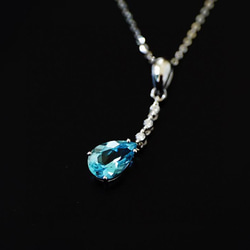「海の色」K18  天然アクアマリン　天然ダイヤモンド　ネックレス　和名藍玉　水宝玉  3月誕生石　幸福・富・聡明 3枚目の画像