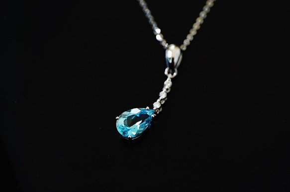 「海の色」K18  天然アクアマリン　天然ダイヤモンド　ネックレス　和名藍玉　水宝玉  3月誕生石　幸福・富・聡明 3枚目の画像