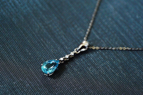 「海の色」K18  天然アクアマリン　天然ダイヤモンド　ネックレス　和名藍玉　水宝玉  3月誕生石　幸福・富・聡明 5枚目の画像