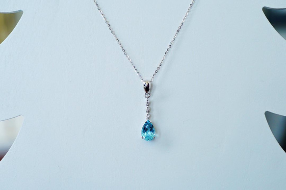 「海の色」K18  天然アクアマリン　天然ダイヤモンド　ネックレス　和名藍玉　水宝玉  3月誕生石　幸福・富・聡明 7枚目の画像
