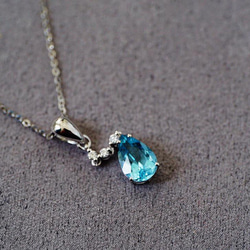 「海の色」K18  天然アクアマリン　天然ダイヤモンド　ネックレス　和名藍玉　水宝玉  3月誕生石　幸福・富・聡明 6枚目の画像