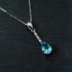 「海の色」K18  天然アクアマリン　天然ダイヤモンド　ネックレス　和名藍玉　水宝玉  3月誕生石　幸福・富・聡明 4枚目の画像