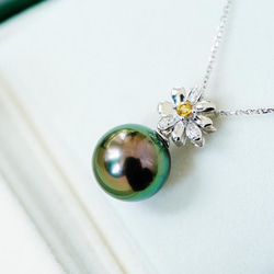 「受注製作」「黒蝶真珠」K18 天然タヒチ真珠　天然イエローダイヤモンド　真珠パール　ネックレス　高品質　 6枚目の画像