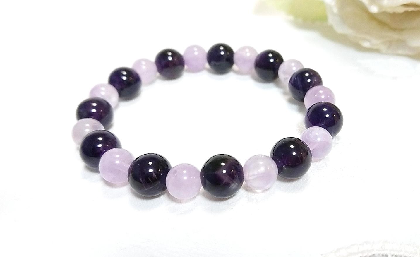 「愛の守護石 」２月誕生石＊心の平和＊癒しと安らぎのアメジスト＊天然石＊ブレスレット