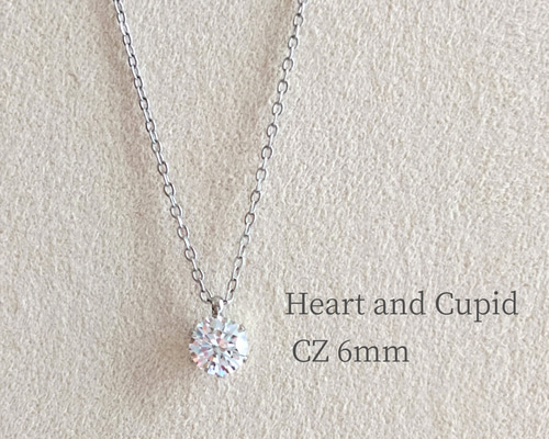 一粒ネックレス サージカルステンレス キュービックジルコニア 6mm