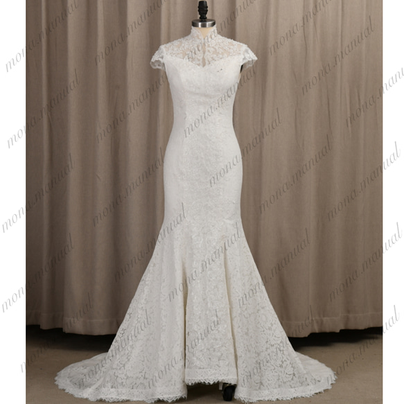 クラシカル スレンダーライン マーメイドライン ウェディングドレス 前撮りドレス 401 2枚目の画像