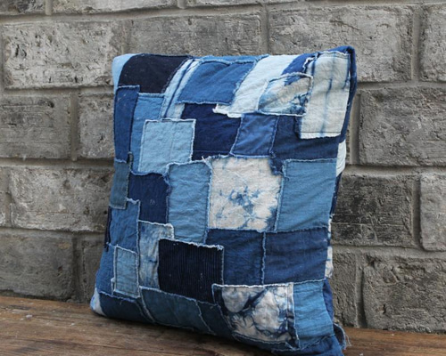 45x45 ビンテージ 藍染 襤褸 リメイク クッションカバー ボロ 2 63d76cb475d6c7a42cd7c95df195ed