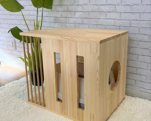 猫　木製トイレカバー　ウォールナット Amazon | ottostyle.jp 猫トイレカバー 【ウォールナット】 完成