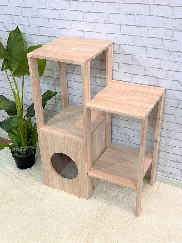 木製キャットタワー 【4段　スリム　シンプル　おしゃれ　】 5cm