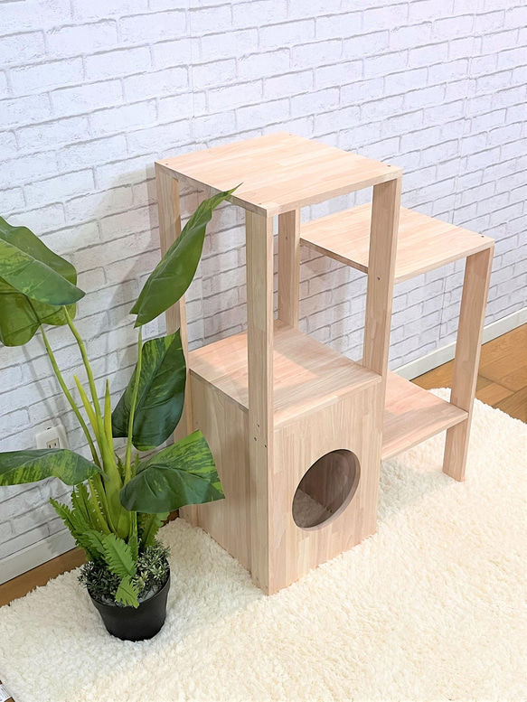 木製キャットタワー 【4段　スリム　シンプル　おしゃれ　】 5cm