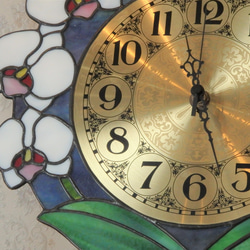 ステンドグラスの胡蝶蘭の電波時計 3枚目の画像