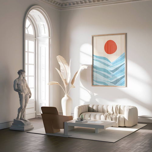 アートポスター 抽象画 幾何学 太陽 レトロ ミッドセンチュリー 北欧風