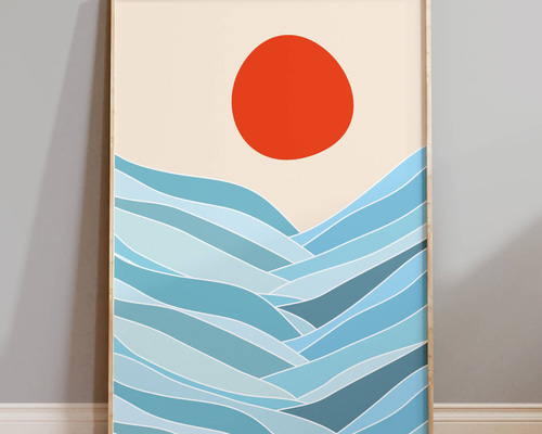 アートポスター 抽象画 幾何学 太陽 レトロ ミッドセンチュリー 北欧風