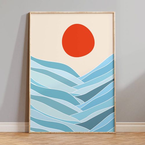 アートポスター 抽象画 幾何学 太陽 レトロ ミッドセンチュリー 北欧風