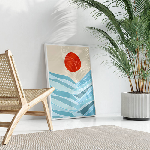 アートポスター 抽象画 幾何学 太陽 レトロ ミッドセンチュリー 北欧風
