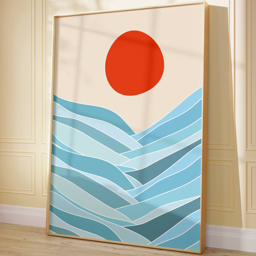 アートポスター 抽象画 幾何学 太陽 レトロ ミッドセンチュリー 北欧風