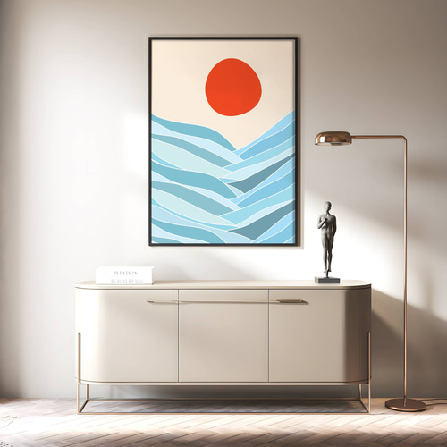 アートポスター 抽象画 幾何学 太陽 レトロ ミッドセンチュリー 北欧風