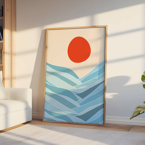 アートポスター 抽象画 幾何学 太陽 レトロ ミッドセンチュリー 北欧風