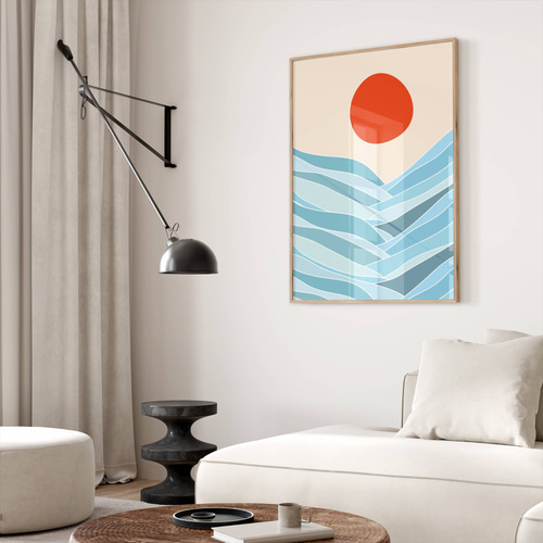 アートポスター 抽象画 幾何学 太陽 レトロ ミッドセンチュリー 北欧風
