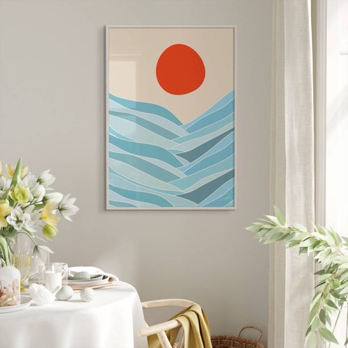 アートポスター 抽象画 幾何学 太陽 レトロ ミッドセンチュリー 北欧風