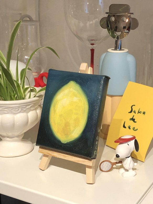 絵画 レモン Lemon ミニキャンバス 油彩画 6枚目の画像