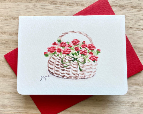 650＊母の日カーネーション 水彩画 原画 透明水彩画