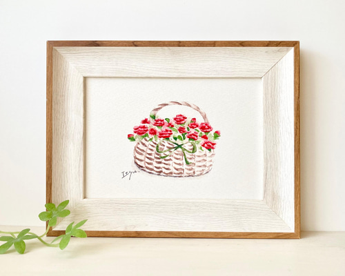水彩画] ペチュニアの壁掛け風寄せ植えを透明水彩で描く