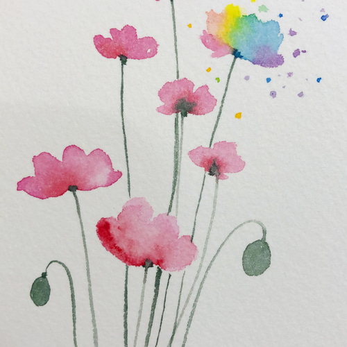 世界に一つだけの花 透明水彩原画 ギフト イラスト Annie