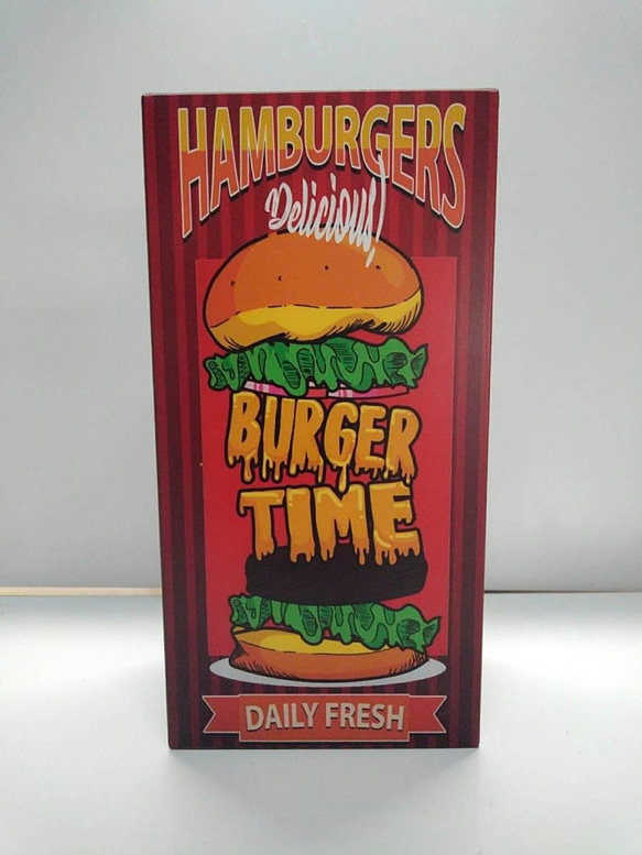 アメリカン ハンバーガー カフェ ファーストフード サイン 看板 置物 雑貨 LED2wayライトBOX 3枚目の画像