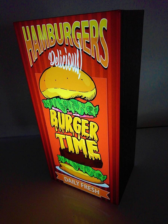 アメリカン ハンバーガー カフェ ファーストフード サイン 看板 置物 雑貨 LED2wayライトBOX 2枚目の画像