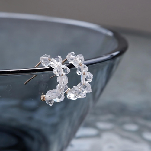 小粒ハーキマーダイヤモンドフープピアス/イヤリング オンライン 14kgf