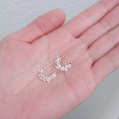 小粒ハーキマーダイヤモンドフープピアス/イヤリング オンライン 14kgf