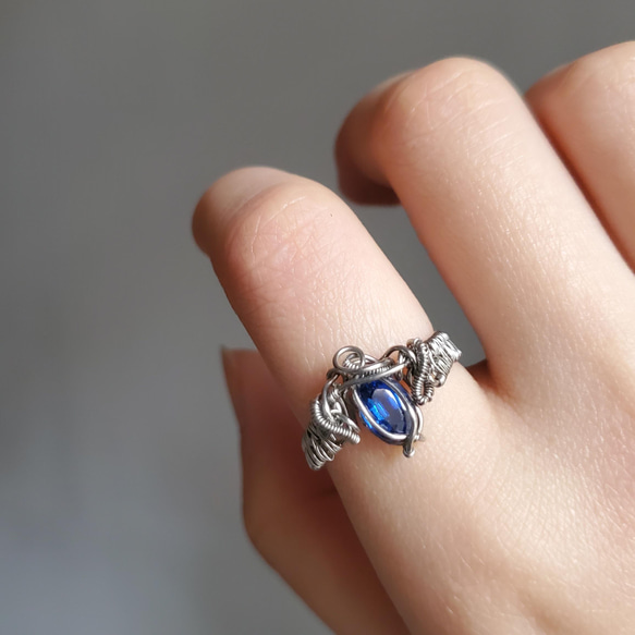 藍晶石 | 戒指2 金屬編織 礦石飾品 不鏽鋼飾品 第1張的照片