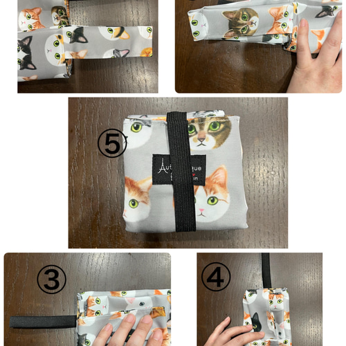 エコバッグ・コンビニサイズ☆撥水加工生地/猫柄・日本猫 エコバッグ