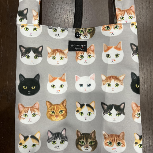 エコバッグ・コンビニサイズ☆撥水加工生地/猫柄・日本猫 エコバッグ