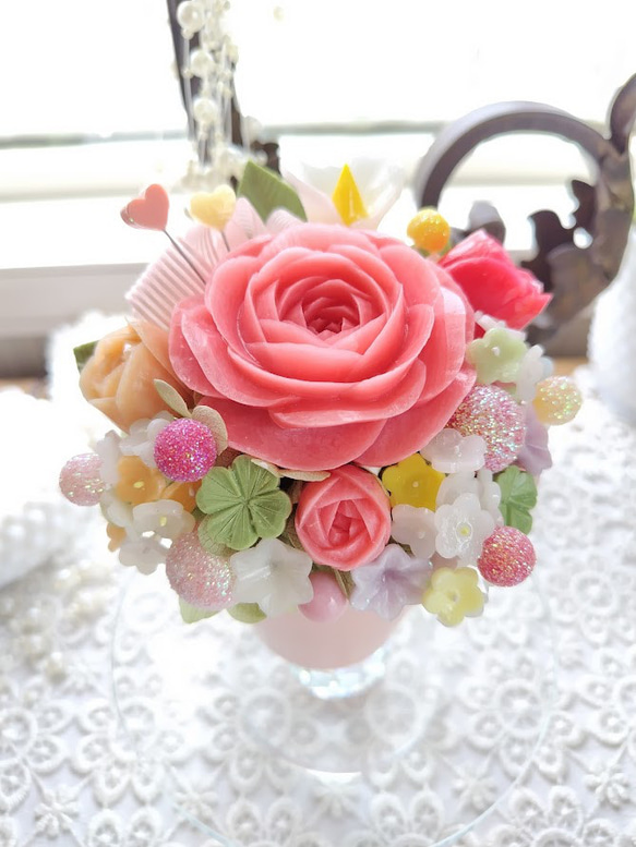 石鹸の香り咲くバラと花の特別なギフト・ソープカービング・石鹼彫刻 4枚目の画像