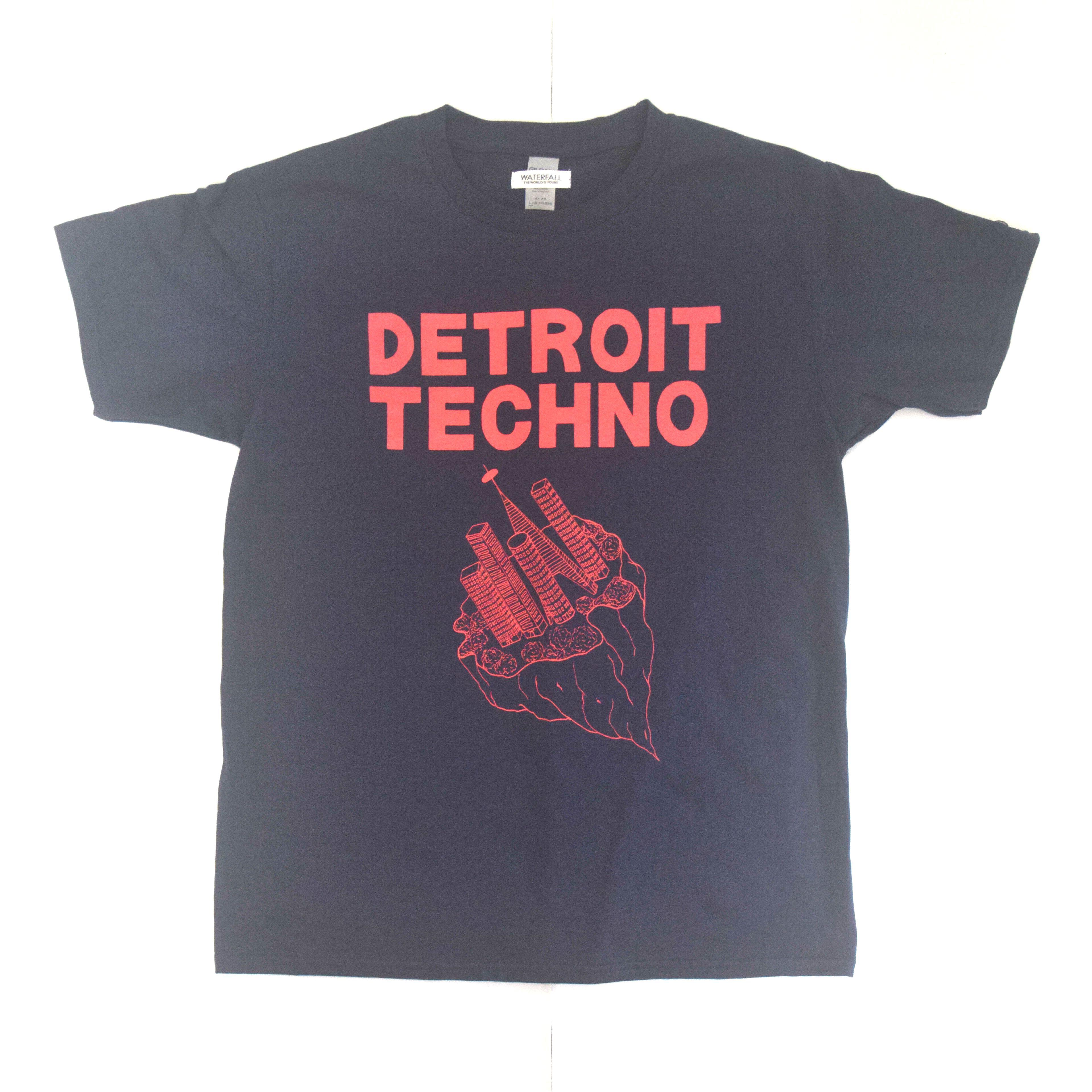 テクノTシャツ「デトロイトテクノ（DETROIT TECHNO）」ネイビー Mサイズ WATERFALLオリジナル