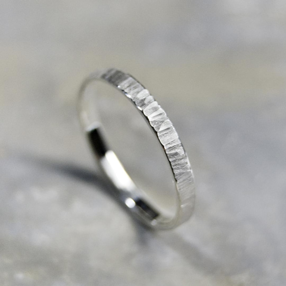 つや消し縦槌目 シルバーシンフラットリング 2.5mm幅 MATTE VERTICAL｜SILVER RING｜719 1枚目の画像