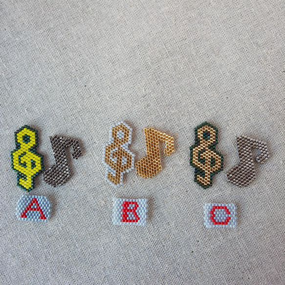 ト音記号と8分音符ステッチモチーフ その他雑貨 ビーズの時間 通販