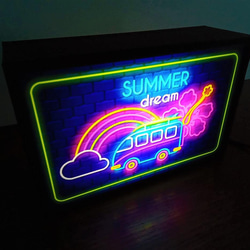 夏 ハイビスカス 虹 雲 ワゴン 夢 ハワイ ビーチ サイン ミニチュア 看板 置物 雑貨 LEDライトBOXミニ 2枚目の画像