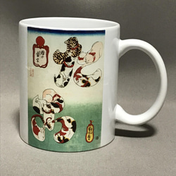 歌川国芳 猫の当字 マグカップ5個セット うなぎ、たこ、ふぐ、なまず、かつを 6枚目の画像