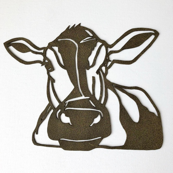 Leather  Picture - 革の切り絵 Green Cow - 4枚目の画像