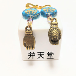【弁天堂】[手中の宝物」珍しい手の中の頭大仏（イヤリング）アジアンテイストのイヤリング 4枚目の画像