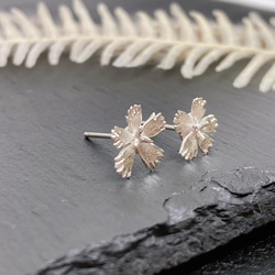 繊細なでしこのピアス/イヤリング（ノンホールピアス）◇純銀・シルバー925◇撫子　花　小さい　シンプル 3枚目の画像