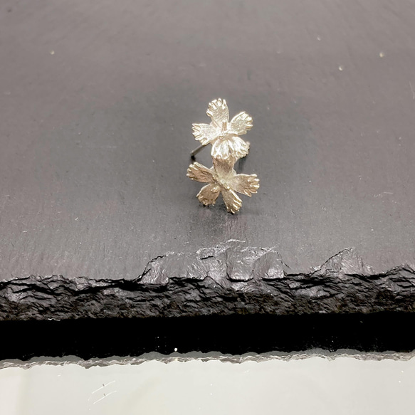 繊細なでしこのピアス/イヤリング（ノンホールピアス）◇純銀・シルバー925◇撫子　花　小さい　シンプル 7枚目の画像