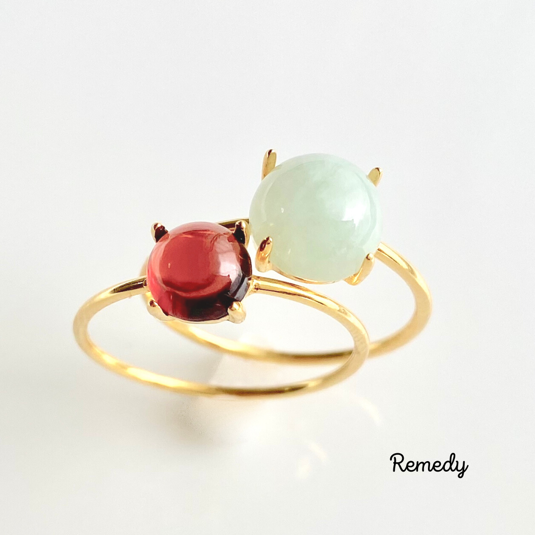 翡翠/ヒスイとガーネット のリング２本セット silver925 18KGP 5月誕生石、1月誕生石 4,880円